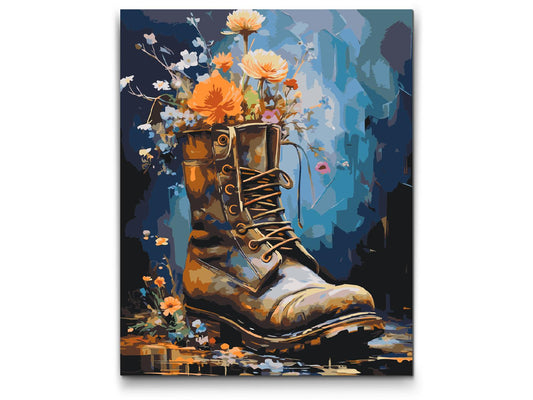 Paint by Numbers - En sko fuld af blomster