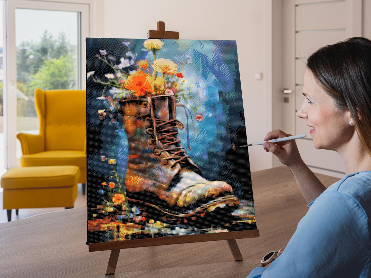 Diamond Painting - En sko fuld af blomster