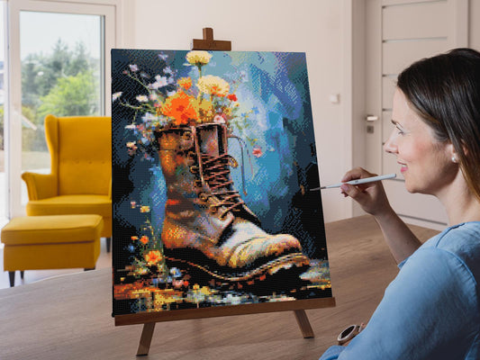 Diamond Painting - En sko fuld af blomster