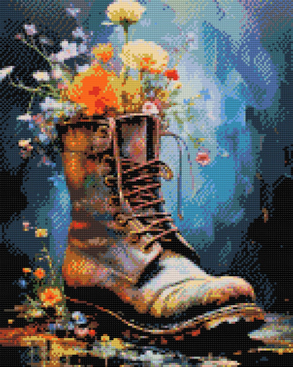 Diamond Painting - En sko fuld af blomster