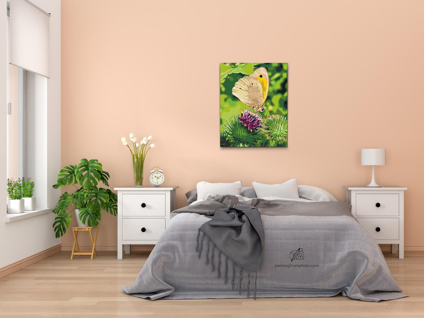 Paint by Numbers - Sommerfugl, der sidder på en blomst
