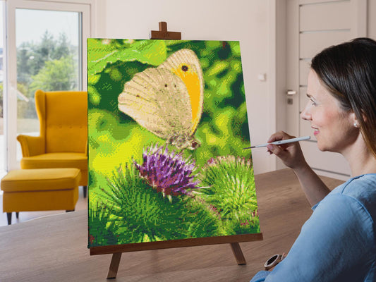 Diamond Painting - Sommerfugl, der sidder på en blomst