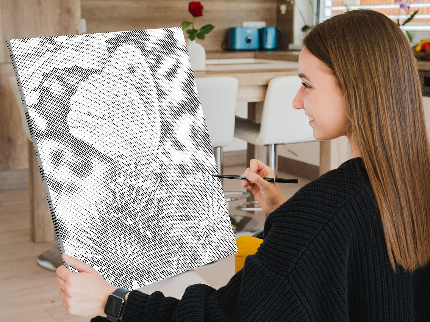 Mal-med-prikker -  Sommerfugl, der sidder på en blomst