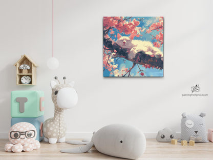 Diamond Painting - Sovende kat i et træ