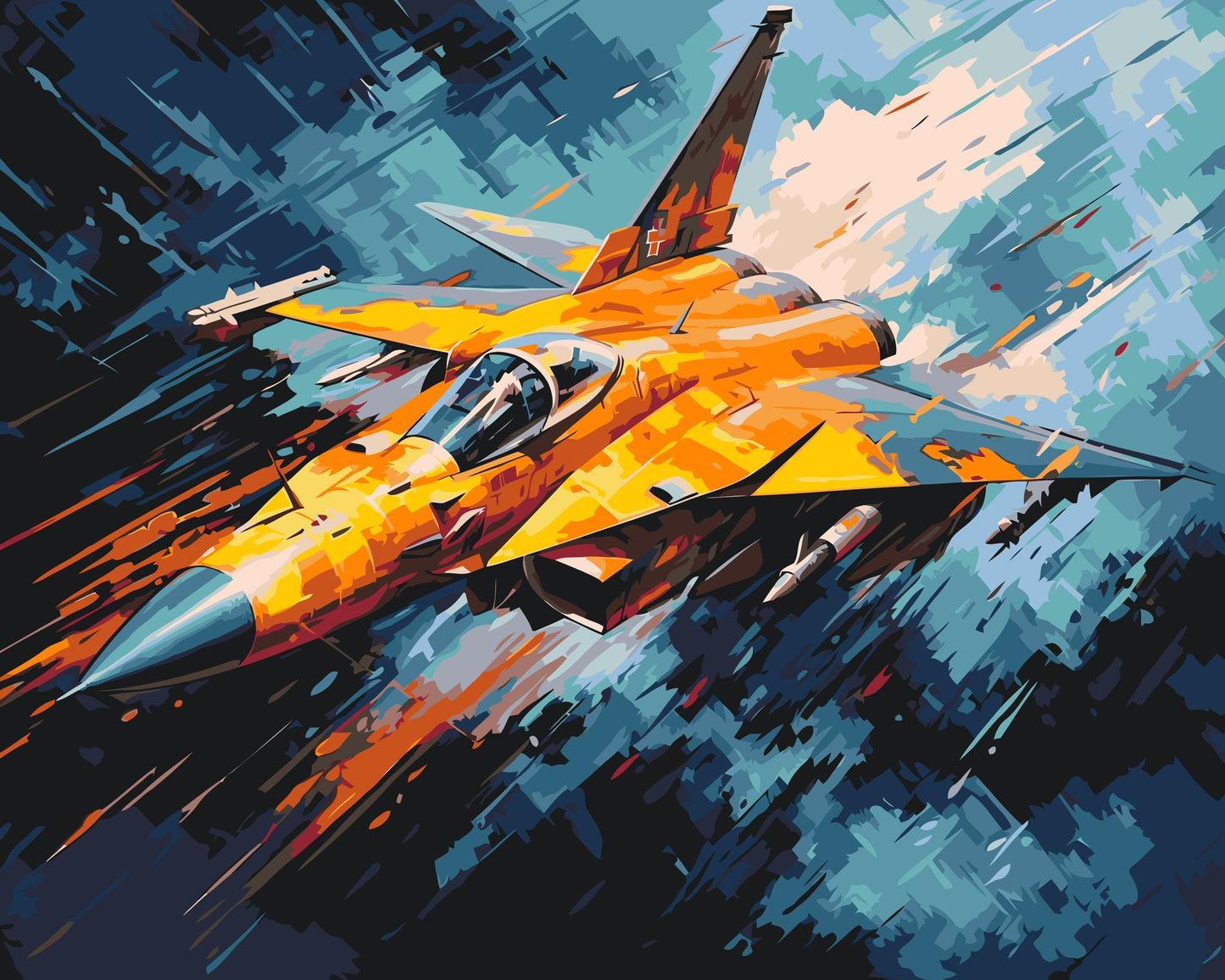Paint by Numbers - Gult militærfly