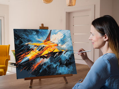 Diamond Painting - Gult militærfly