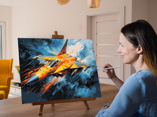 Diamond Painting - Gult militærfly