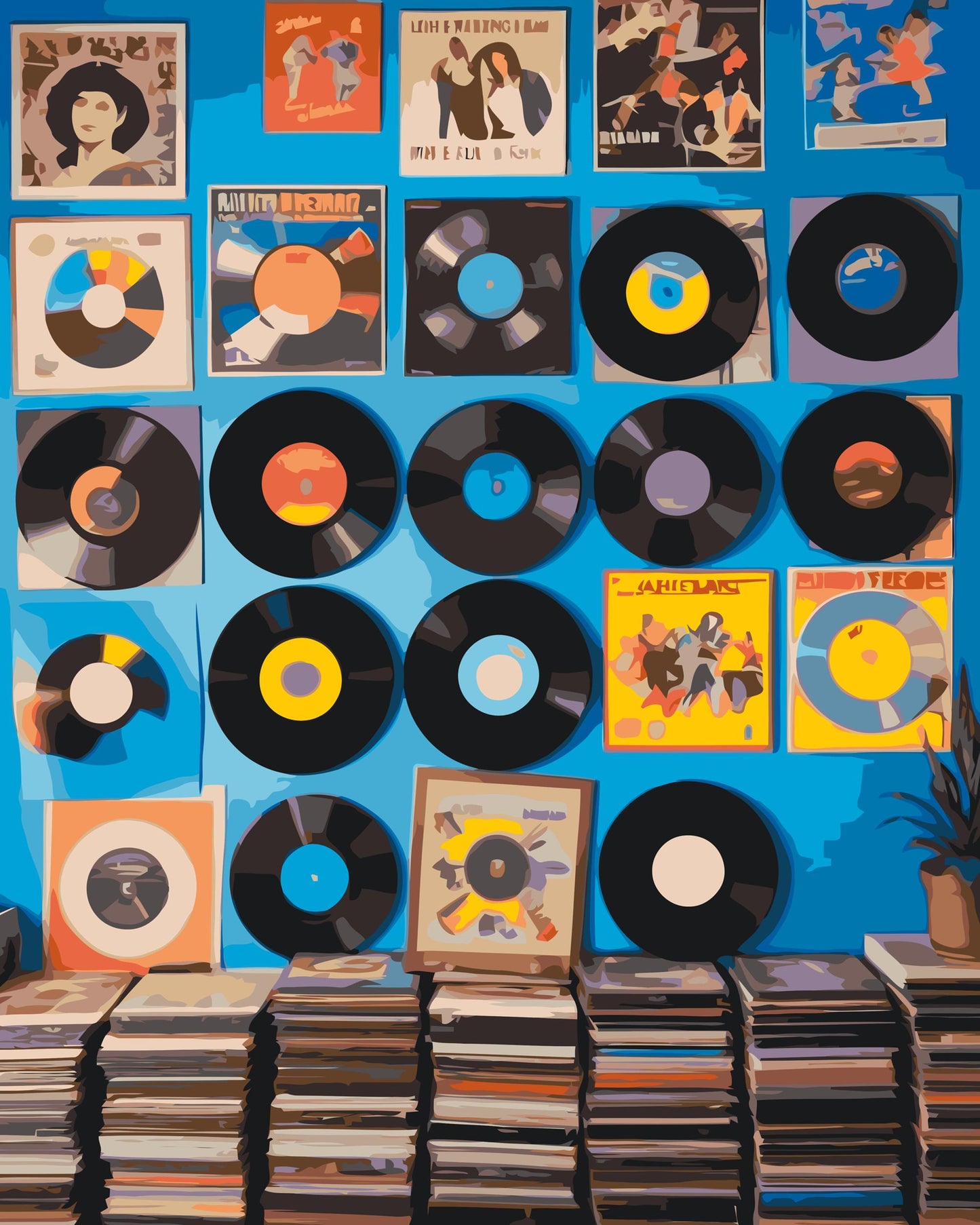 Paint by Numbers - Vinylplader på væggen