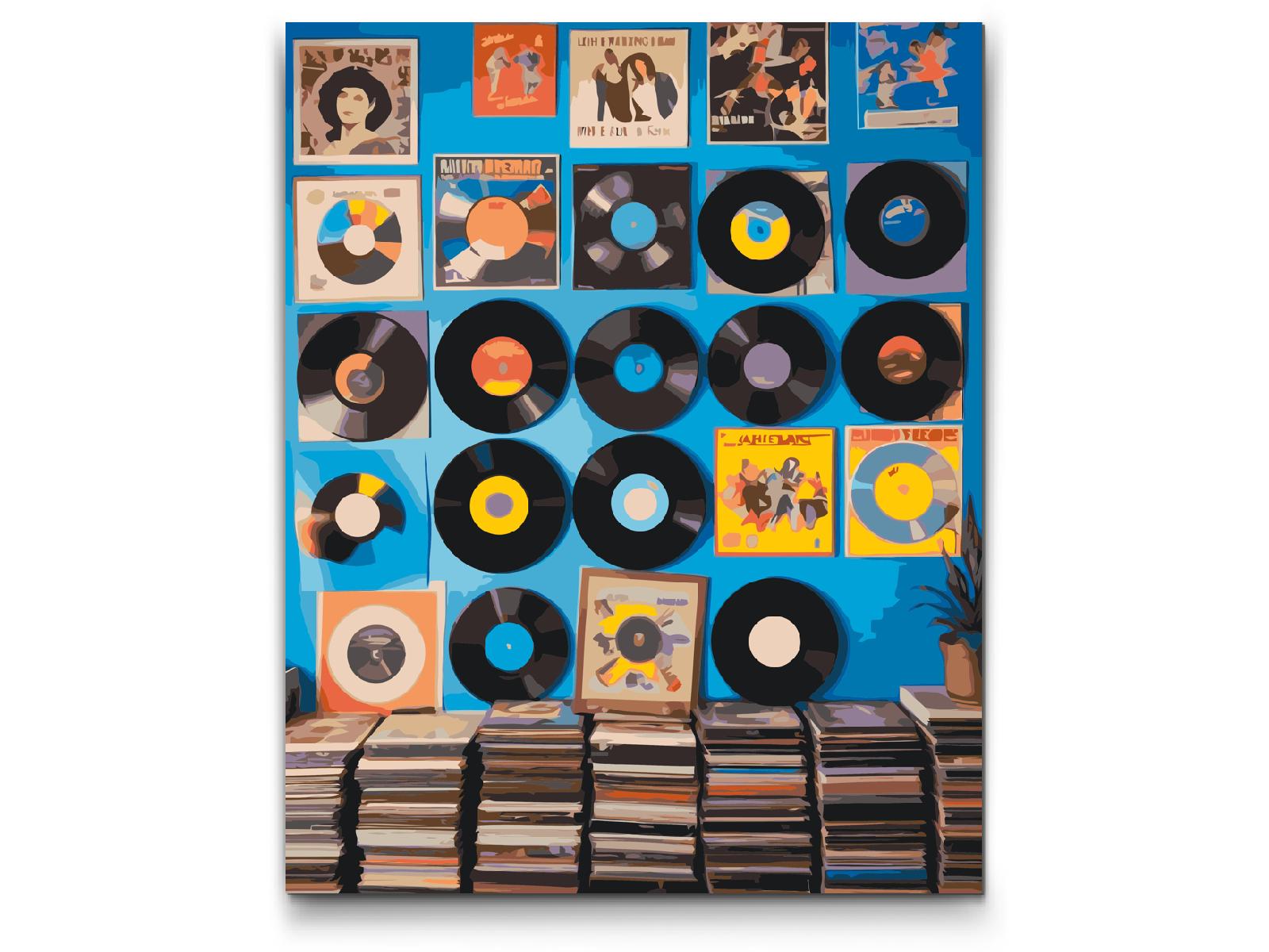 Paint by Numbers - Vinylplader på væggen