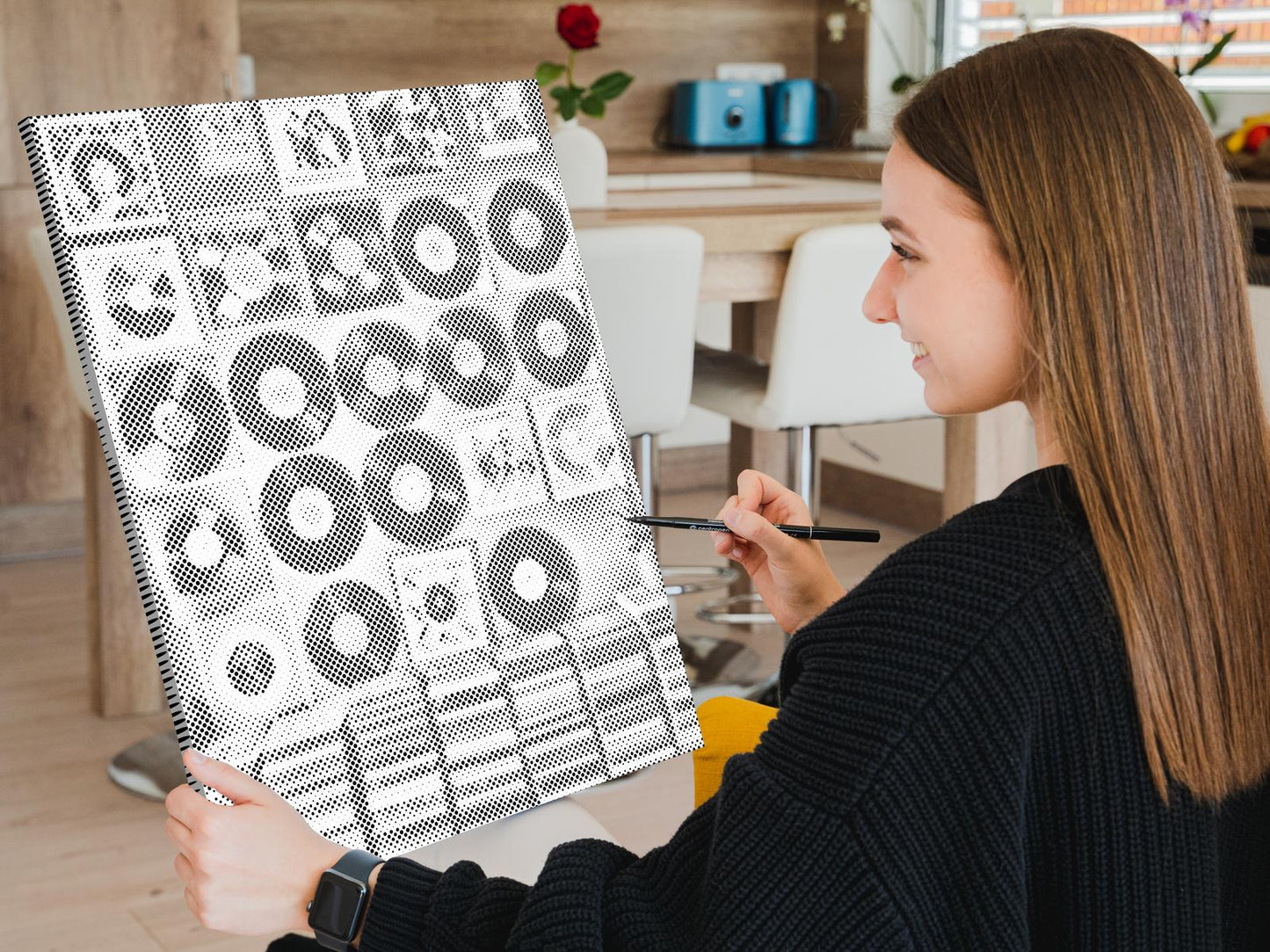 Mal-med-prikker -  Vinylplader på væggen