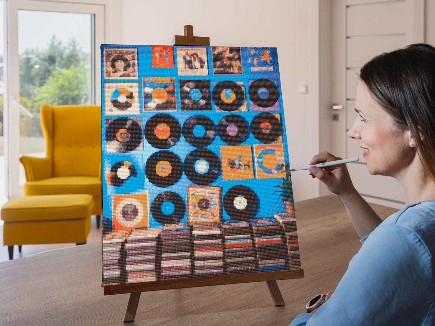 Diamond Painting - Vinylplader på væggen