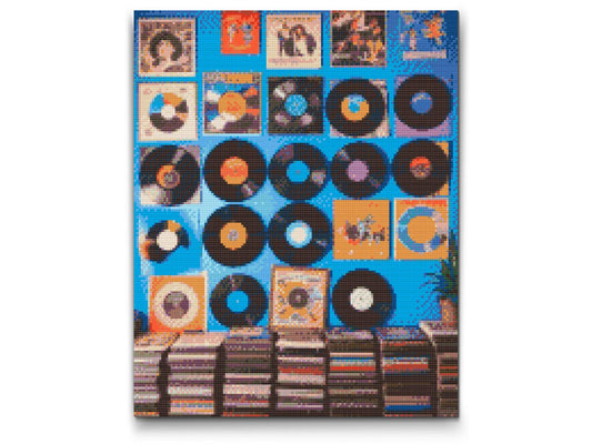 Diamond Painting - Vinylplader på væggen