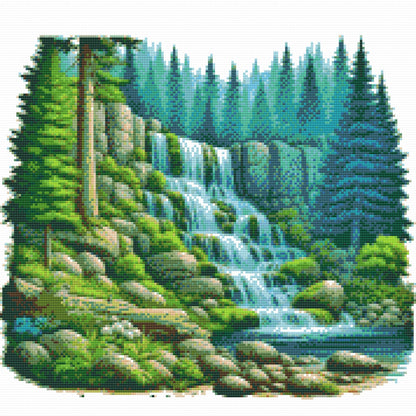 Diamond Painting - Vandfald i naturen 3
