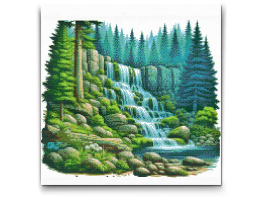 Diamond Painting - Vandfald i naturen 3