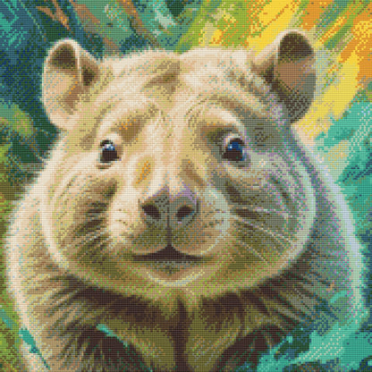 Diamond Painting - Wombat i nuancer af dæmpet grøn