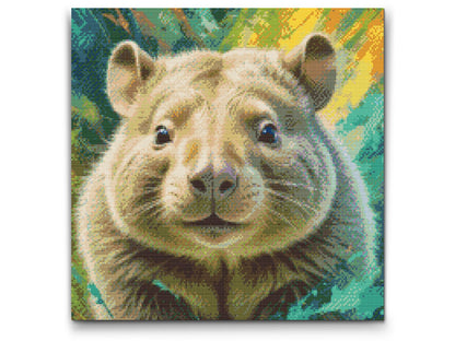 Diamond Painting - Wombat i nuancer af dæmpet grøn