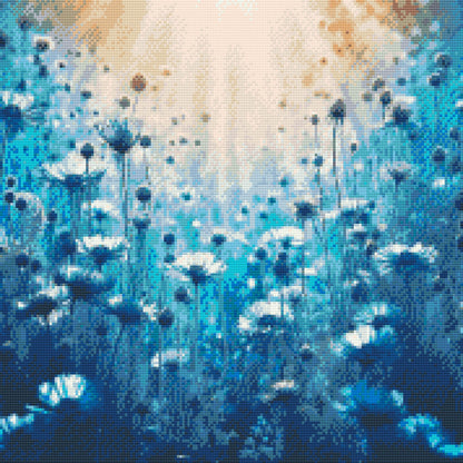 Diamond Painting - Blåt felt af minder