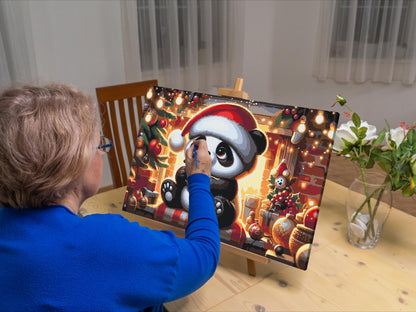 Paint by Numbers - Julepanda og en kop kaffe