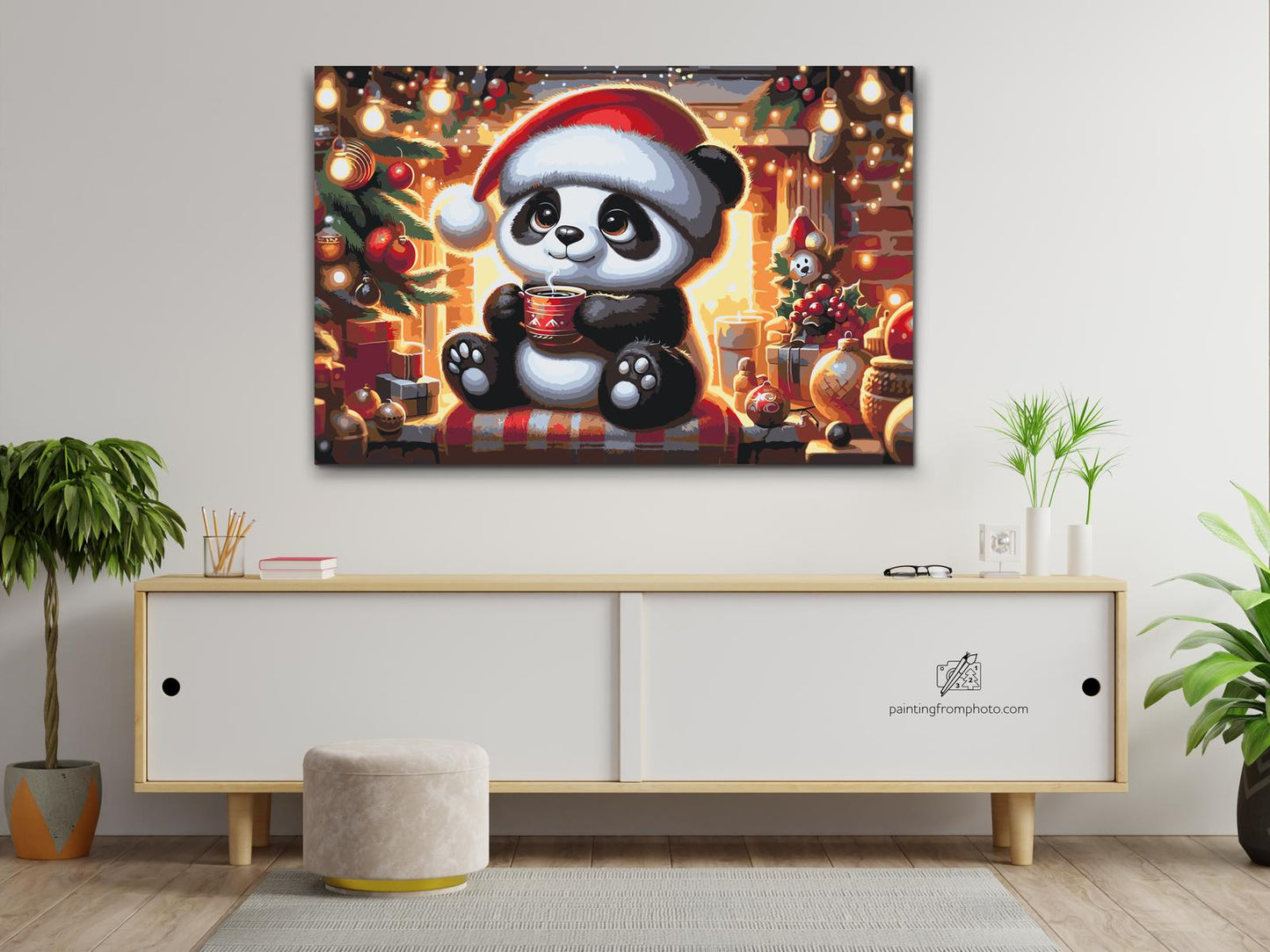 Paint by Numbers - Julepanda og en kop kaffe