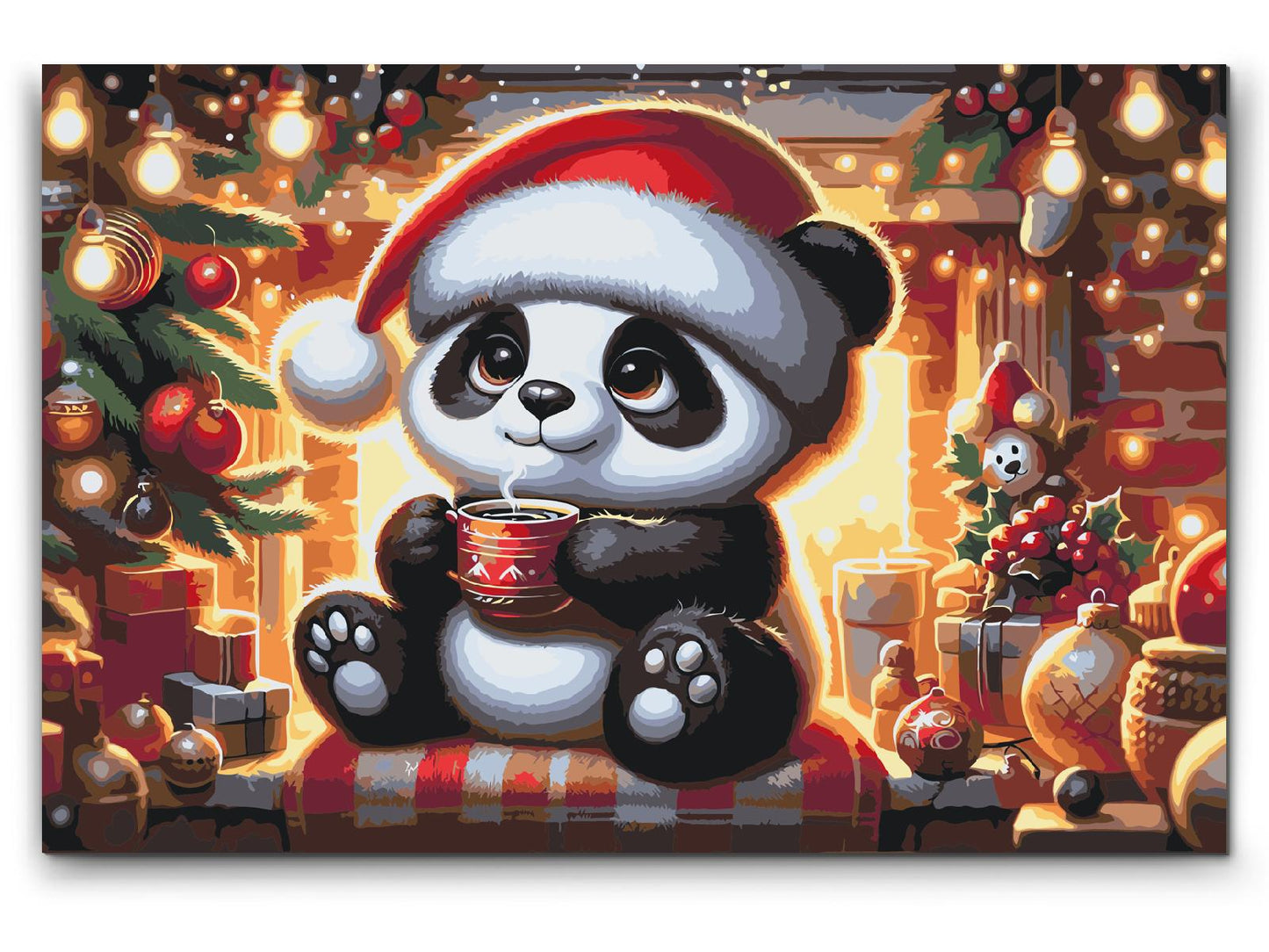 Paint by Numbers - Julepanda og en kop kaffe