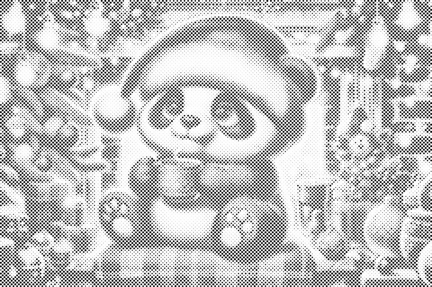 Mal-med-prikker -  Julepanda og en kop kaffe