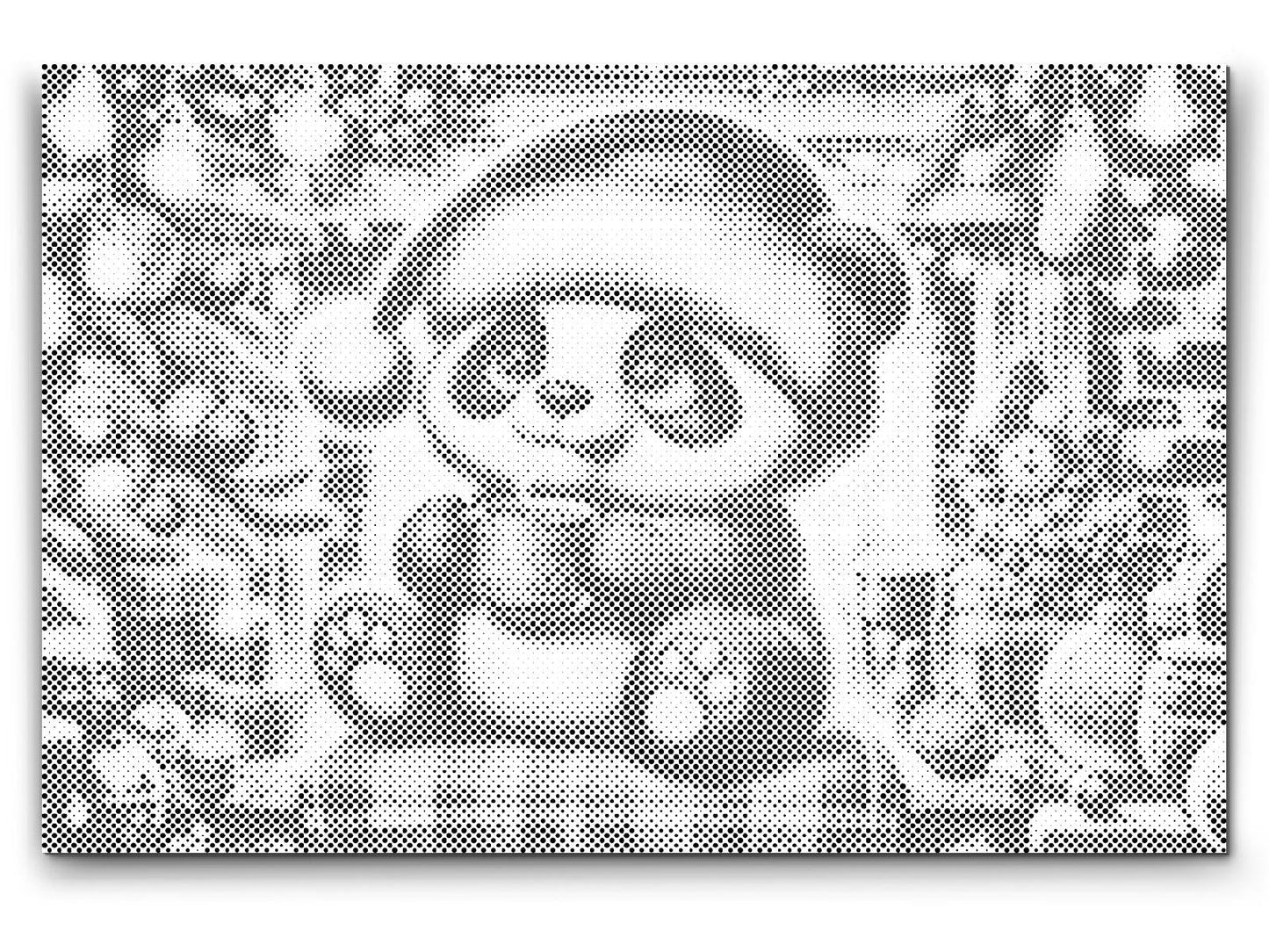 Mal-med-prikker -  Julepanda og en kop kaffe