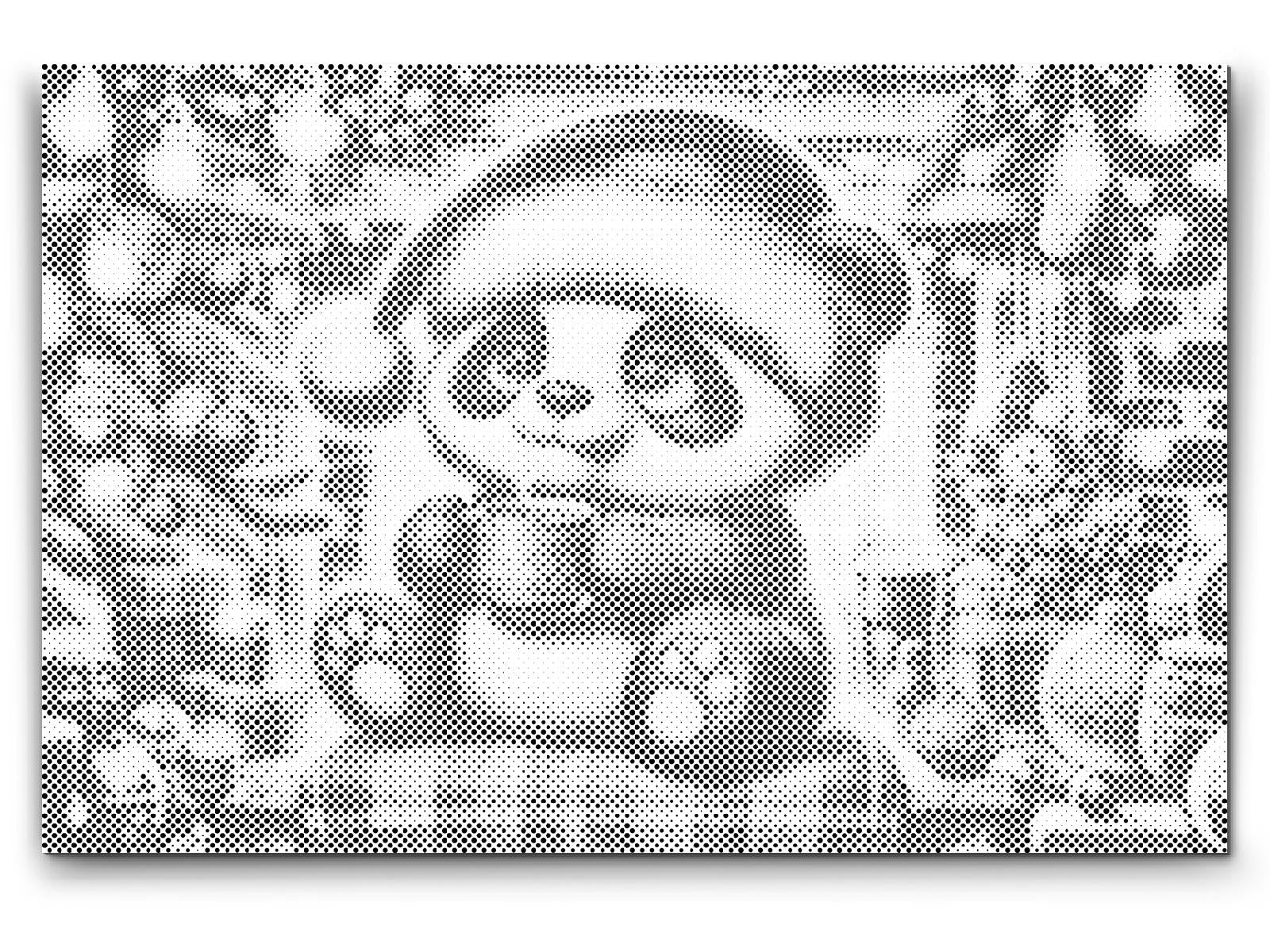 Mal-med-prikker -  Julepanda og en kop kaffe