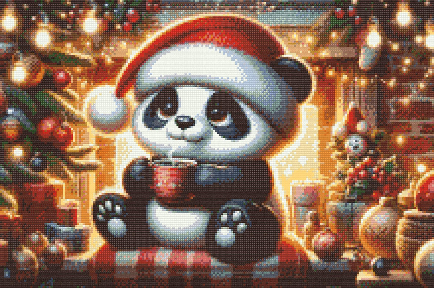 Diamond Painting - Julepanda og en kop kaffe