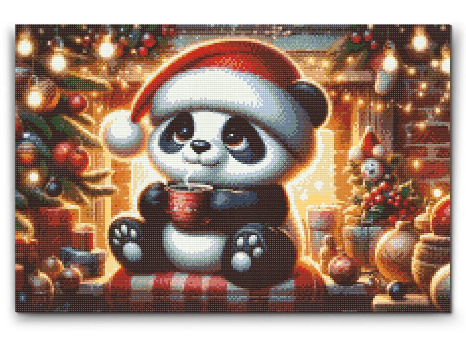 Diamond Painting - Julepanda og en kop kaffe