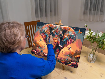Paint by Numbers - Farverige elefanter og sommerfugle