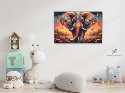 Paint by Numbers - Farverige elefanter og sommerfugle