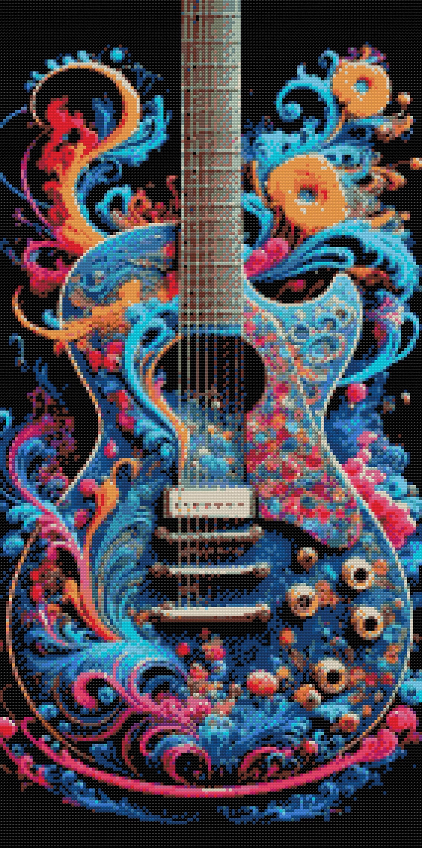 Diamond Painting - Farvet guitar