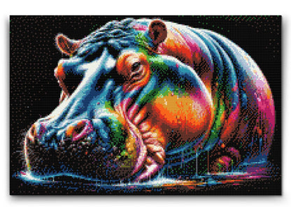 Diamond Painting - Farverig flodhest
