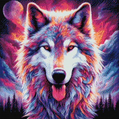 Diamond Painting - Farverig ulv
