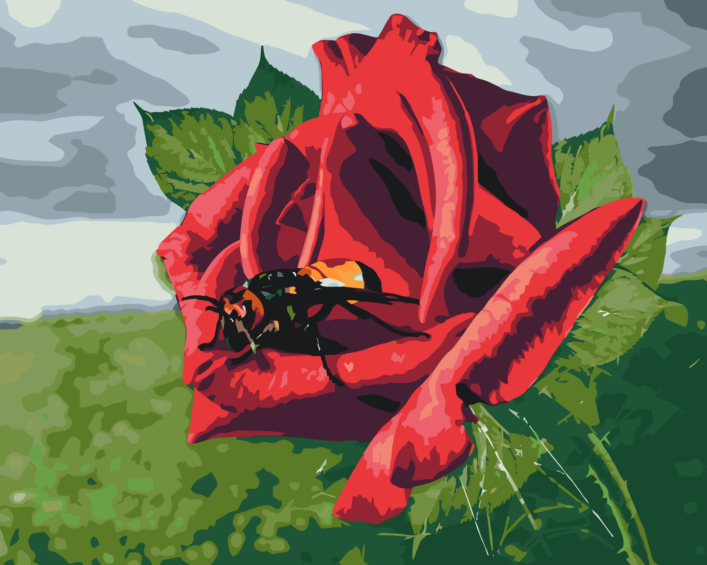 Paint by Numbers - Bien på rosen