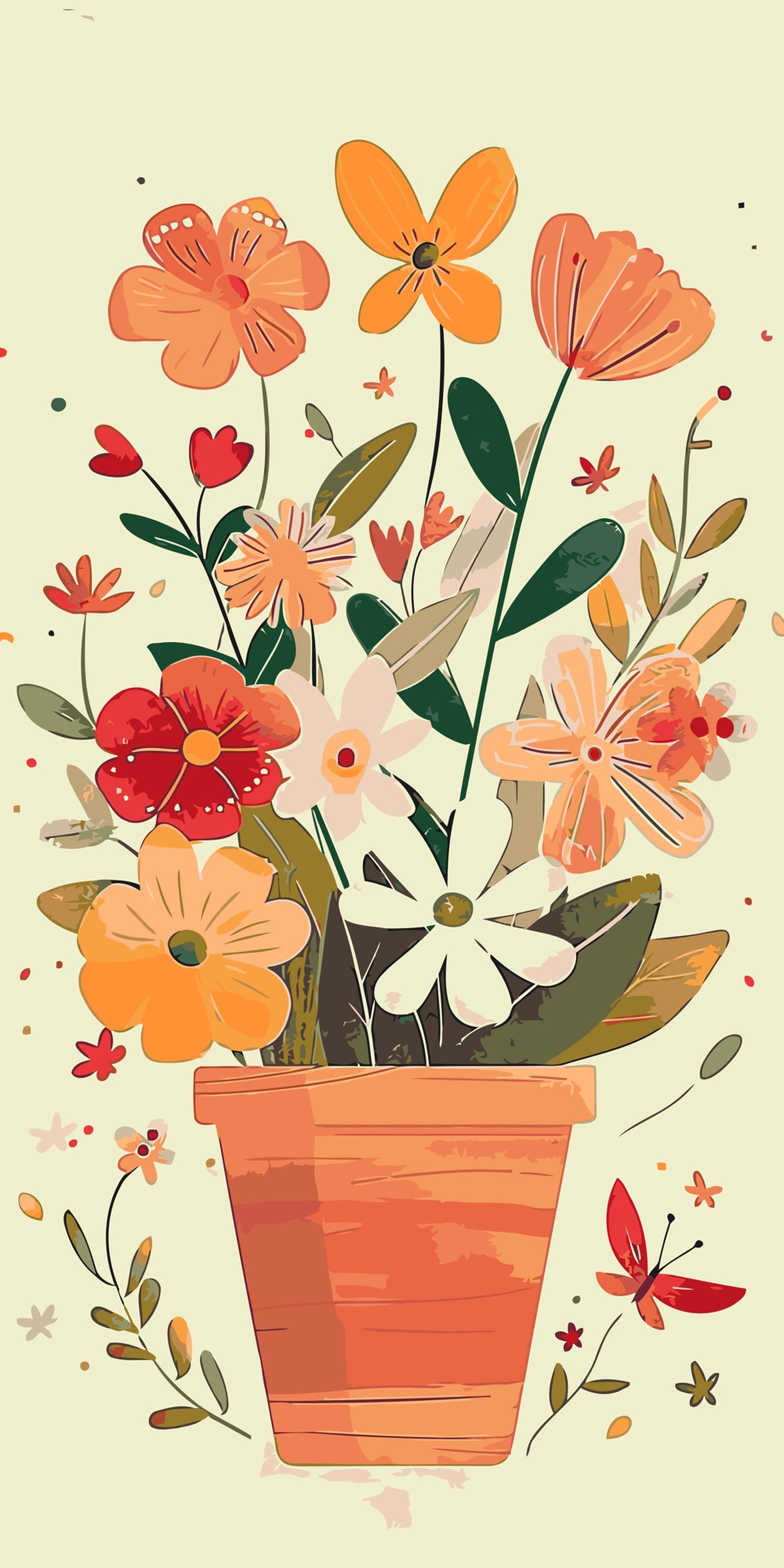 Paint by Numbers - Forårsblomster i en potte