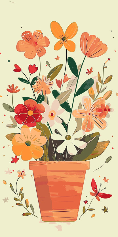 Paint by Numbers - Forårsblomster i en potte