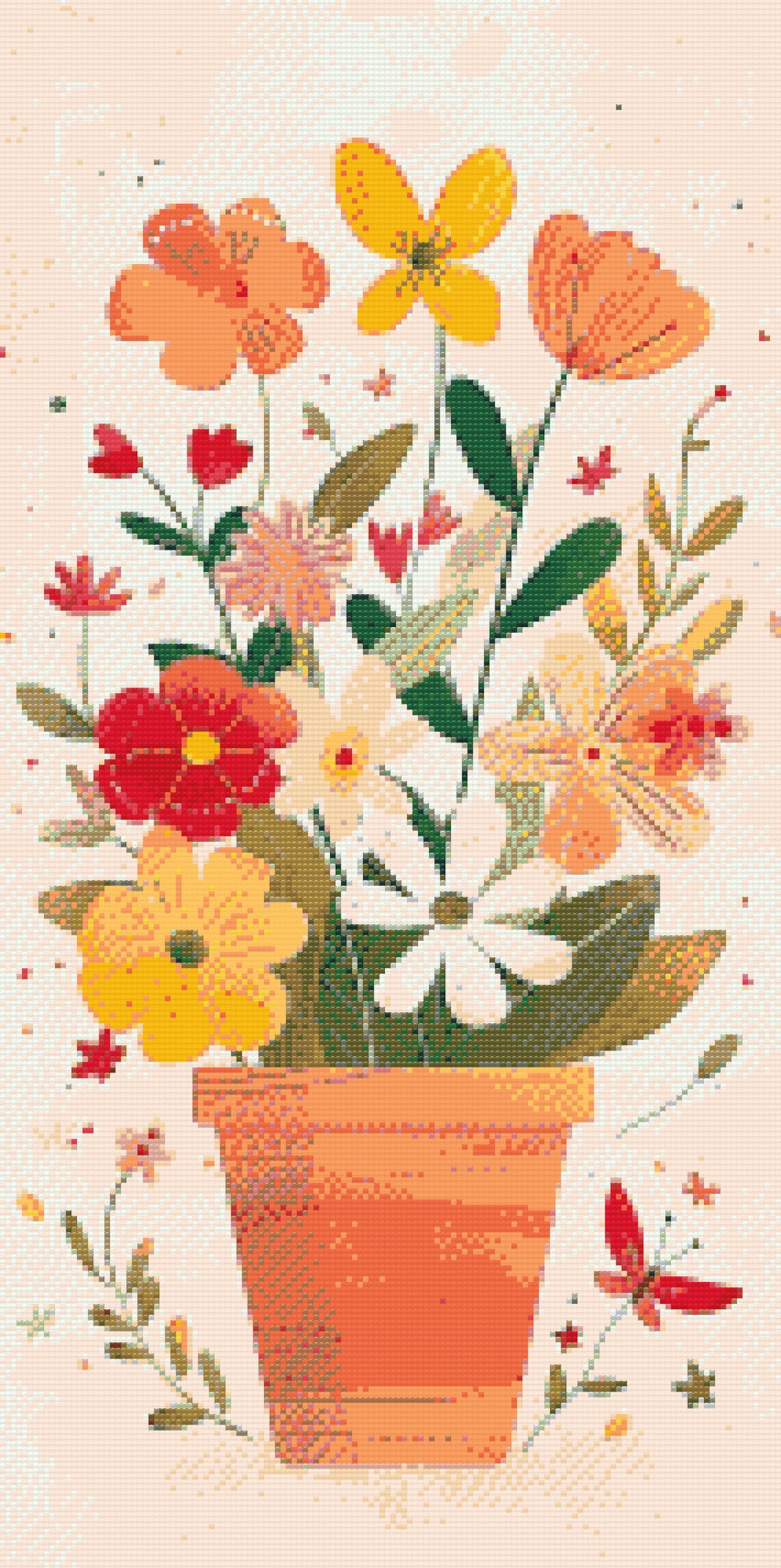 Diamond Painting - Forårsblomster i en potte