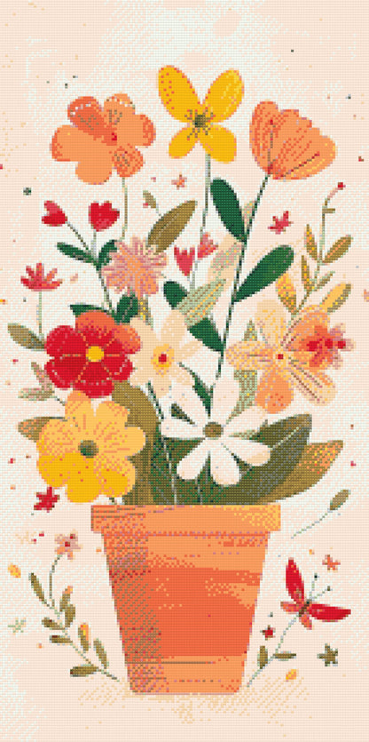 Diamond Painting - Forårsblomster i en potte