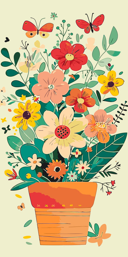 Paint by Numbers - Forårsblomster i en potte 2
