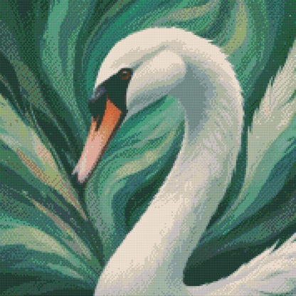 Diamond Painting - Svane i nuancer af dæmpet grønt