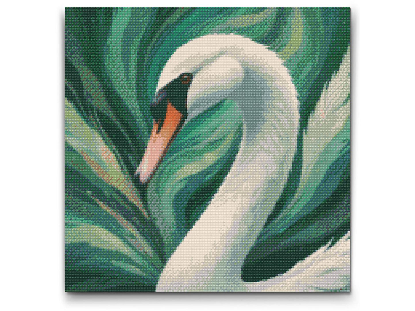 Diamond Painting - Svane i nuancer af dæmpet grønt