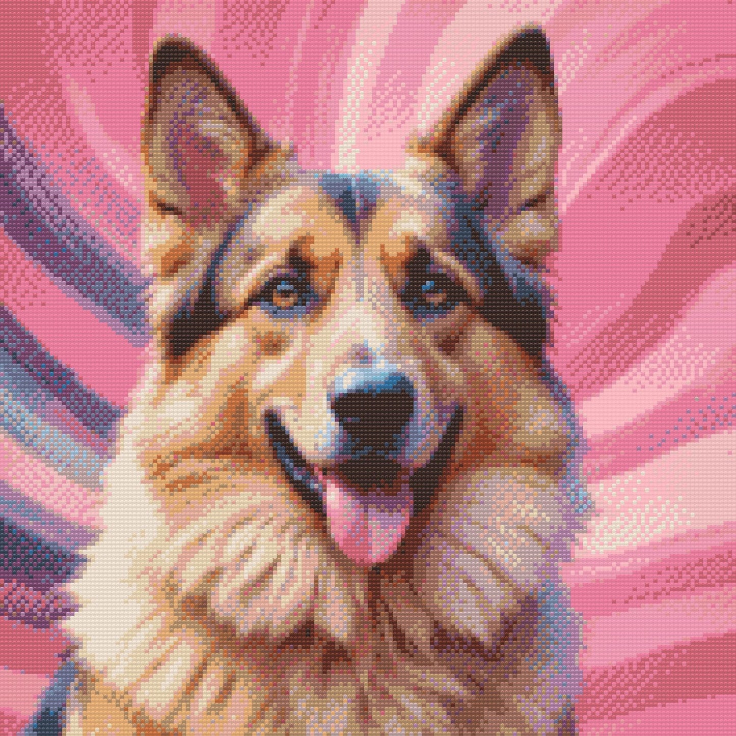 Diamond Painting - Schæferhund i nuancer af pink