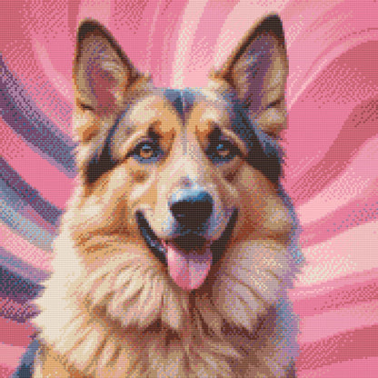 Diamond Painting - Schæferhund i nuancer af pink