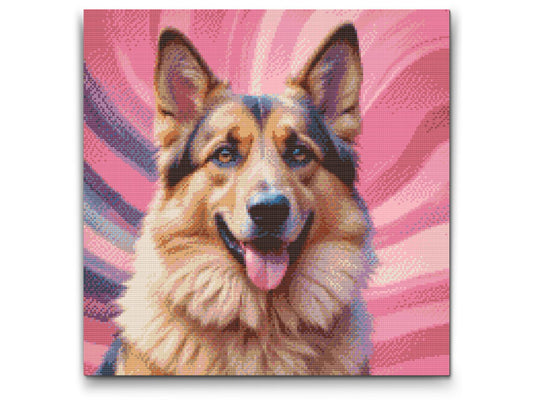 Diamond Painting - Schæferhund i nuancer af pink