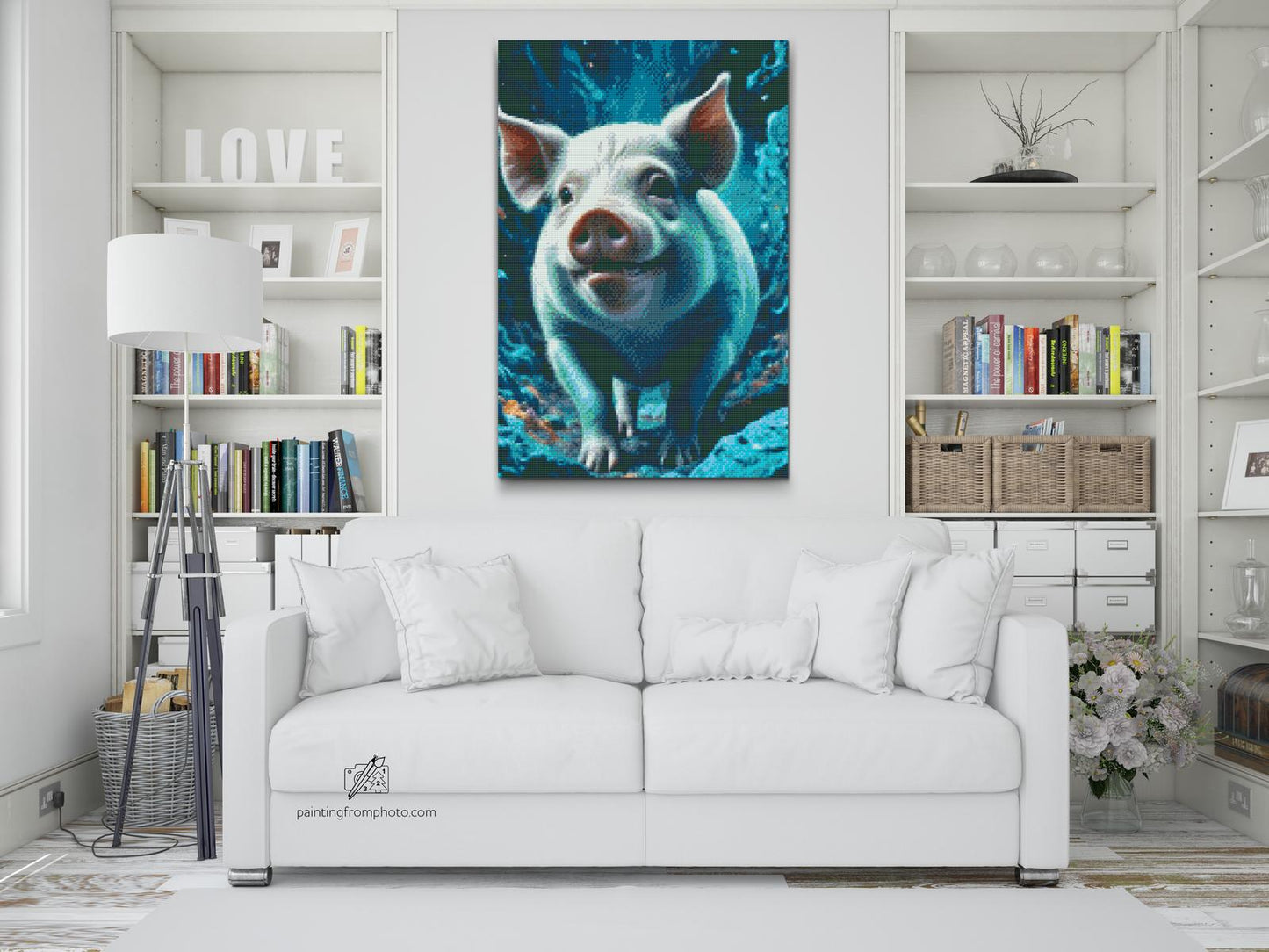 Diamond Painting - Pattegrise i nuancer af mørk turkis