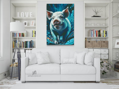 Diamond Painting - Pattegrise i nuancer af mørk turkis