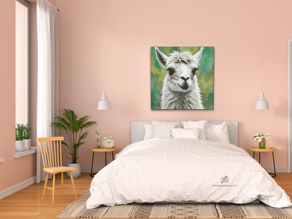 Diamond Painting - Llama i nuancer af dæmpet grønt
