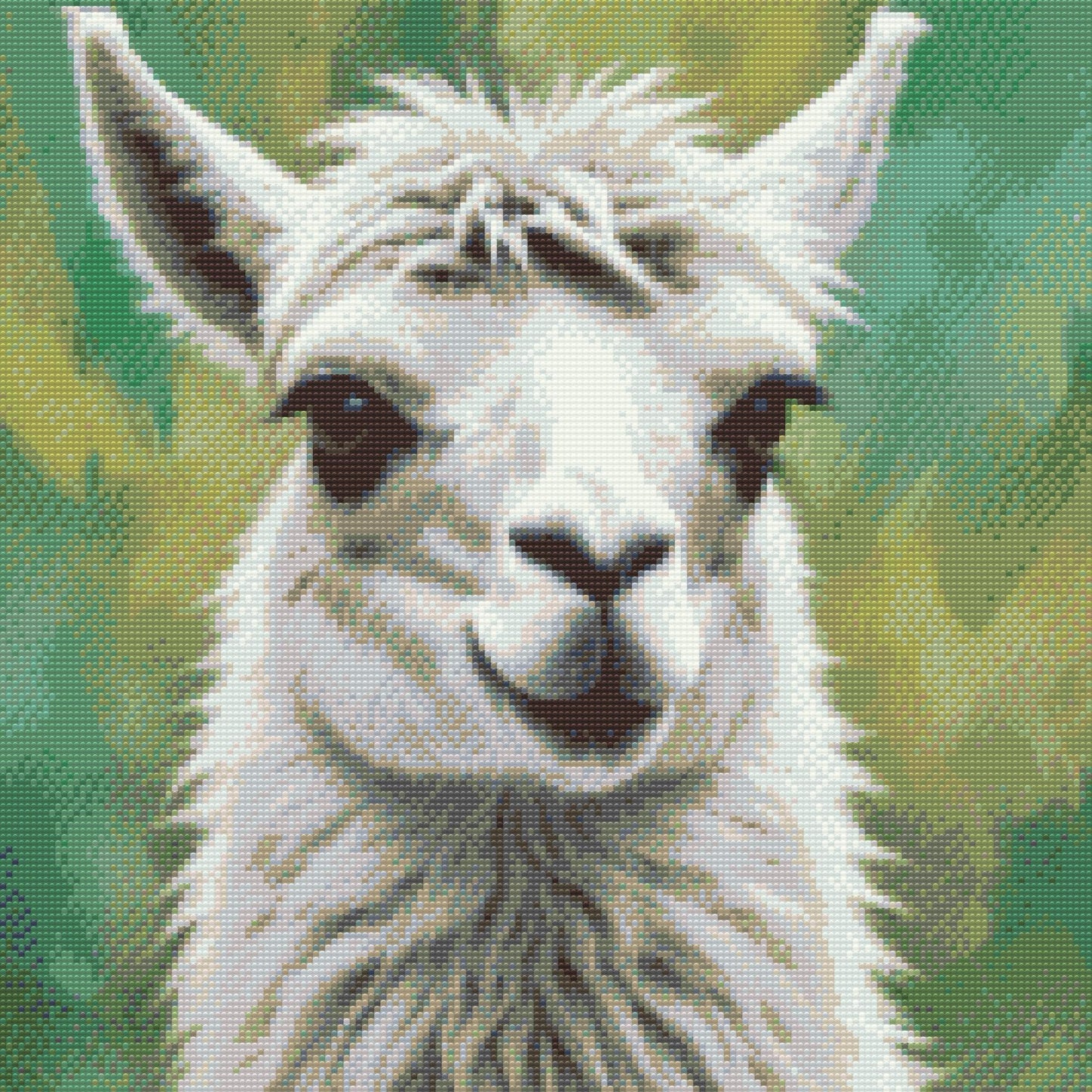 Diamond Painting - Llama i nuancer af dæmpet grønt