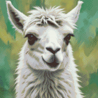 Diamond Painting - Llama i nuancer af dæmpet grønt